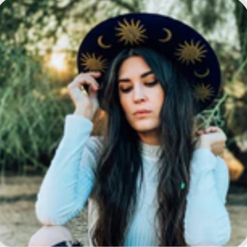 Luna Bloom Bon Navy Blue Sunshine Moon Astrology Cowboy Hat